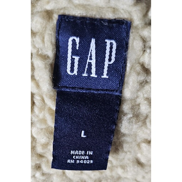 Gap Women's SZ L Corduroy Sherpa Lined Trucker Jacket Cream Beige Ivory Vtg Flaw - Picture 10 of 12